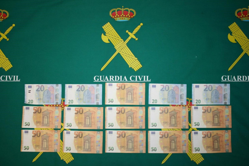 Imagen de archivo de billetes falsos incautados por la Guardia Civil (GUARDIA CIVIL ) Imagen de archivo de billetes falsos incautados por la Guardia Civil (GUARDIA CIVIL )