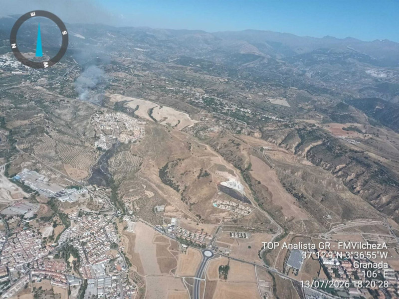 Ubicación del incendio forestal declarado en Jun (Granada) el lunes, 13 de julio (PLAN INFOCA)