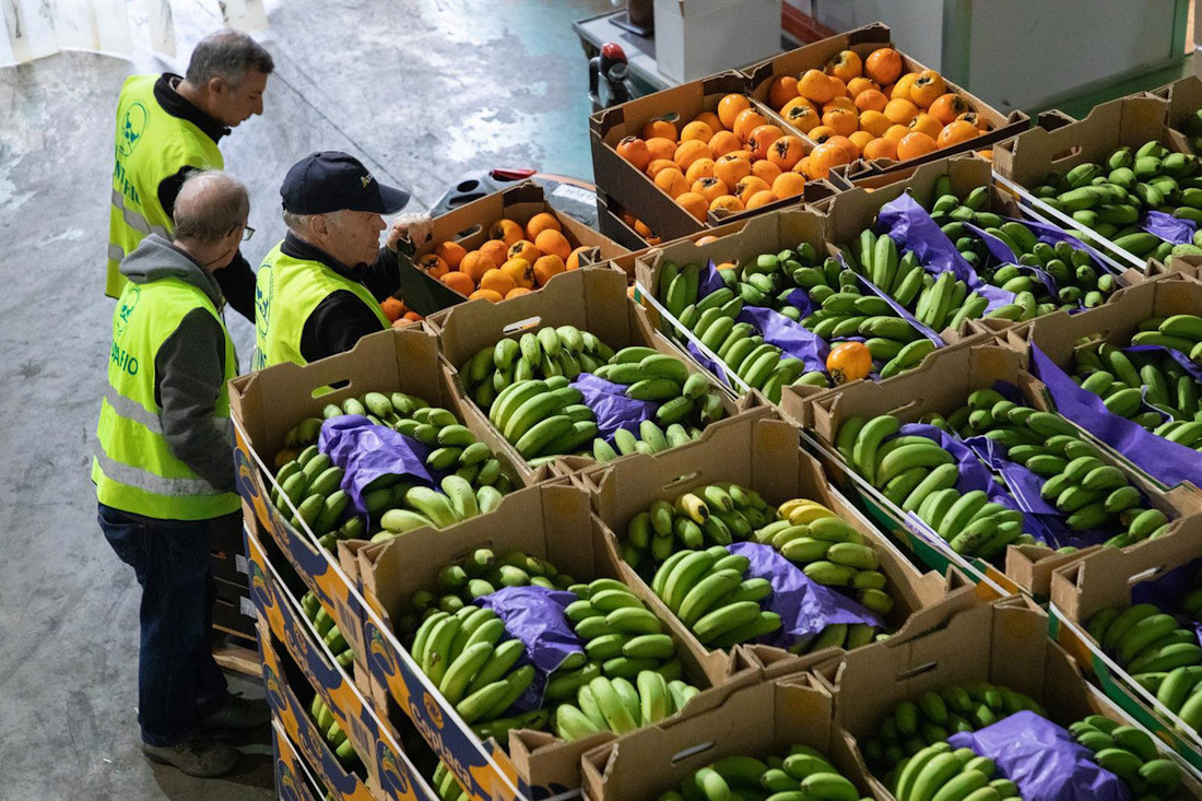 Varios voluntarios trabajan en unos almacenes (RAFAEL BASTANTE - EUROPA PRESS)