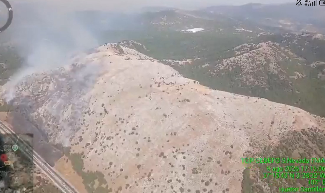 Imagen de incedio forestal declarado en Huétor Santillán (INFOCA)
