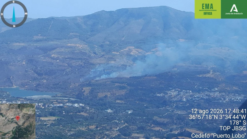 Incendio en el paraje de Pinos del Valle - Pantano de Béznar, a 12 de agosto de 2026 (PLAN INFOCA)
