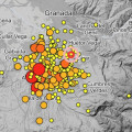 Mapa que refleja el área epicentral de la serie sísmica de Alhendín (Granada) de mediados de agosto de 2026 y los seísmos registrados hasta el mediodía del viernes 21 de agosto (IGN)