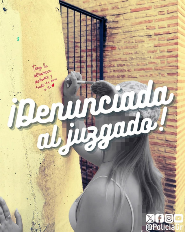 Identificada y denunciada por la Policía Local tras hacer una pintada en el Albaicín (POLICÍA LOCAL DE GRANADA) Identificada y denunciada por la Policía Local tras hacer una pintada en el Albaicín (POLICÍA LOCAL DE GRANADA)