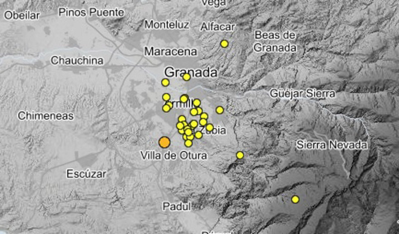 Movimientos sísmicos en Granada y su área metropolitana (IGN)