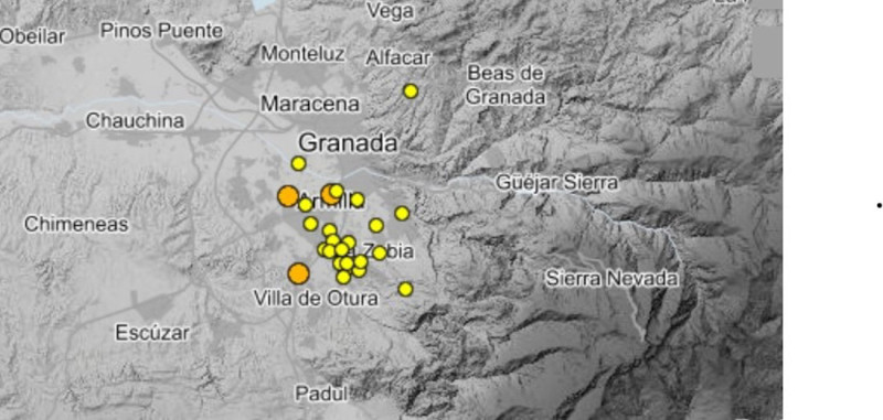 Seismos en las últimas horas en Granada y su área metropolitana (IGN) Seismos en las últimas horas en Granada y su área metropolitana (IGN)