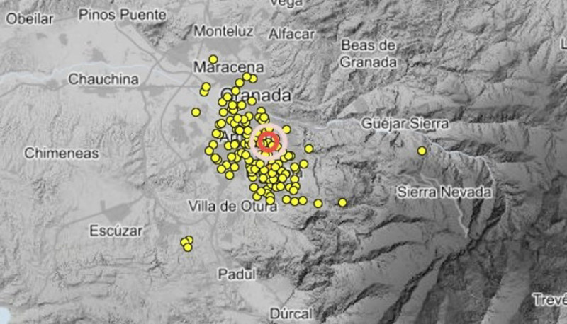 Mapa de terremotos de la serie sísmica de Granada a 3 de septiembre de 2026 (IGN) Mapa de terremotos de la serie sísmica de Granada a 3 de septiembre de 2026 (IGN)