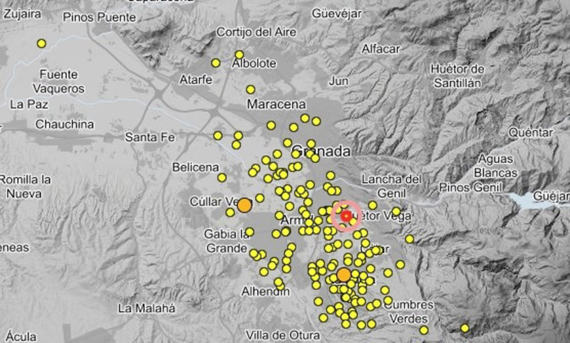 Imagen del mapa sísmico de Granada a 4 de septiembre de 2026 (IGN) Imagen del mapa sísmico de Granada a 4 de septiembre de 2026 (IGN)