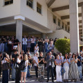 Participantes en el minuto de silencio convocado por la Universidad de Granada en memoria de la estudiante Claudia Tacoronte Aguilera, asesinada en México (ARSENIO ZURITA - EUROPA PRESS)