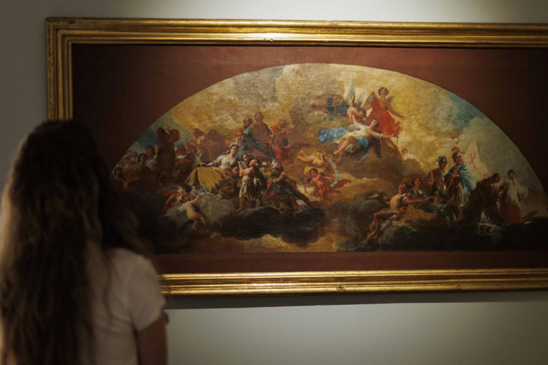 Cúpula Regina Martyrum, boceto original de Goya para la cúpula de la Basílica del Pilar en Zaragoza que se se puede ver en la muestra dedicada a la influencia del pintor aragones que Fundación Unicaja exhibe en la capital granadina (FUNDACIÓN UNICAJA) Cúpula Regina Martyrum, boceto original de Goya para la cúpula de la Basílica del Pilar en Zaragoza que se se puede ver en la muestra dedicada a la influencia del pintor aragones que Fundación Unicaja exhibe en la capital granadina (FUNDACIÓN UNICAJA)