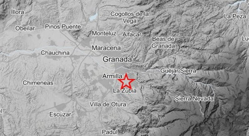 Mapa del seísmo detectado en Cájar (IGN) Mapa del seísmo detectado en Cájar (IGN)