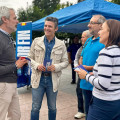 Los candidatos del PP de Granada al Congreso, Jorge Saavedra y Lourdes Ramírez, acompañados por el alcalde de Órgiva, Raúl Orellana, han participado en una mesa informativa (PP GRANADA)